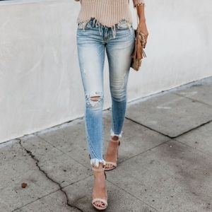 KanCan Frayed Ankle Skinny Denim Jeans
